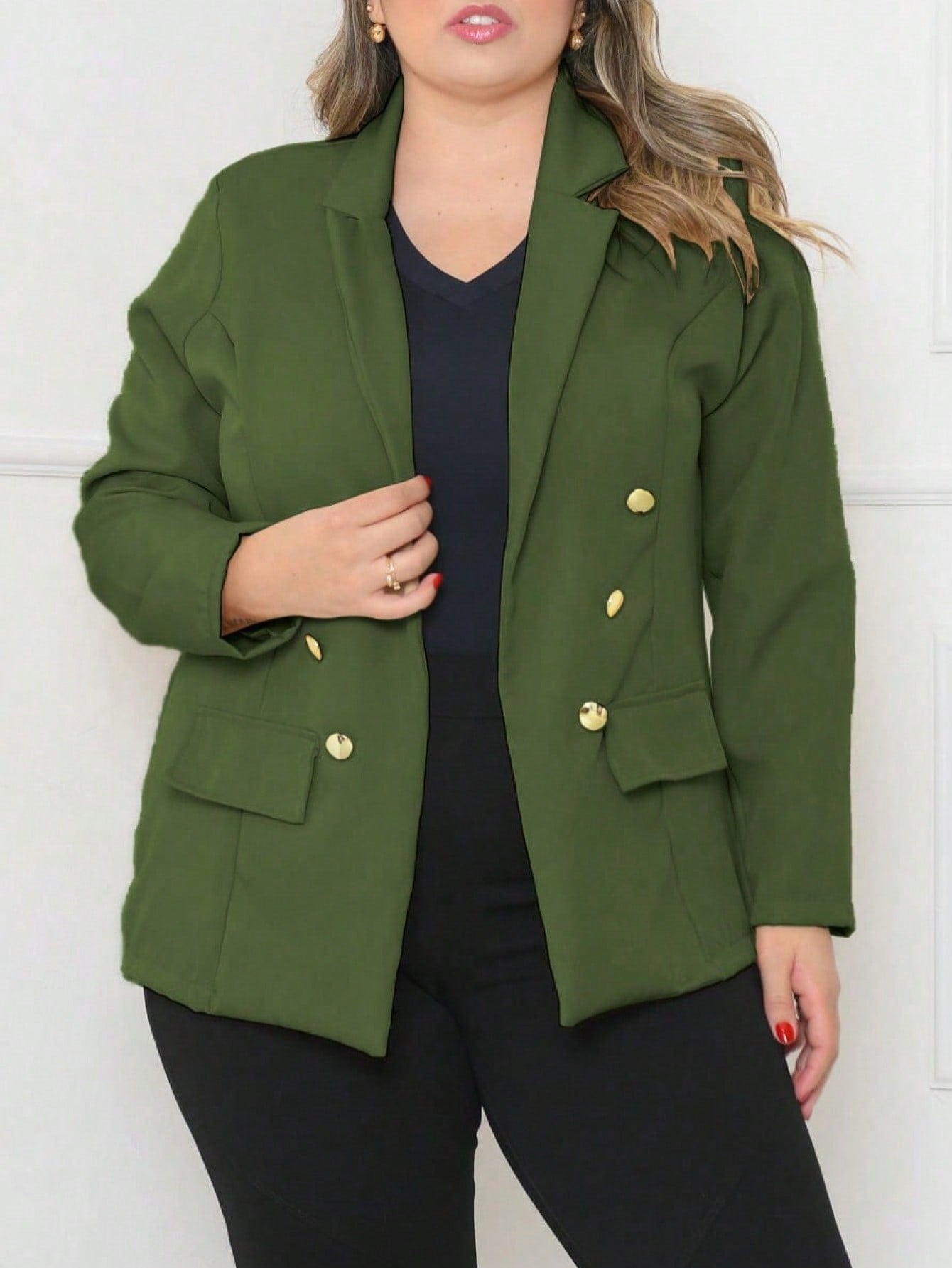 Blazer alfaiataria Plus size com botão Casacos