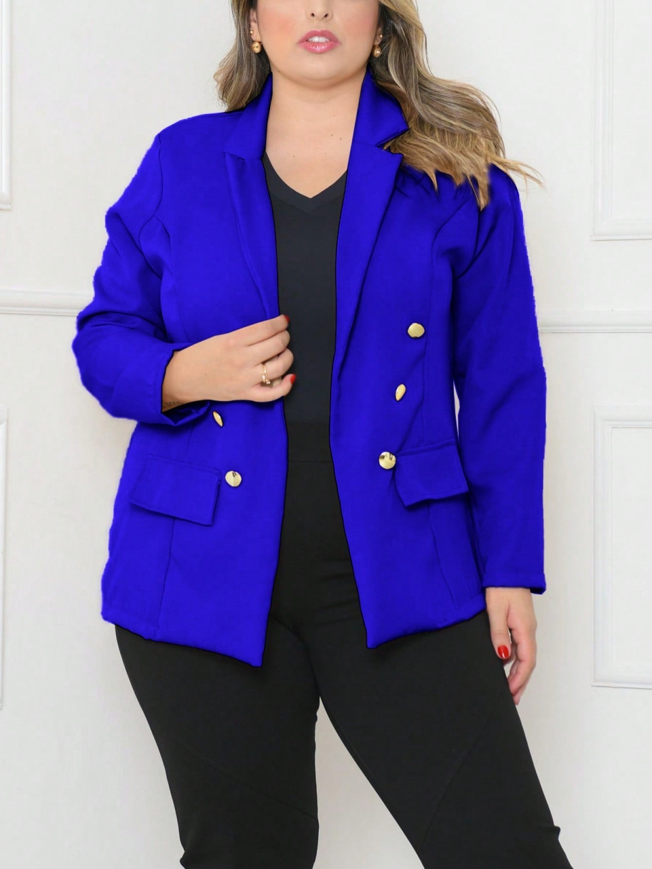 Blazer alfaiataria Plus size com botão Casacos