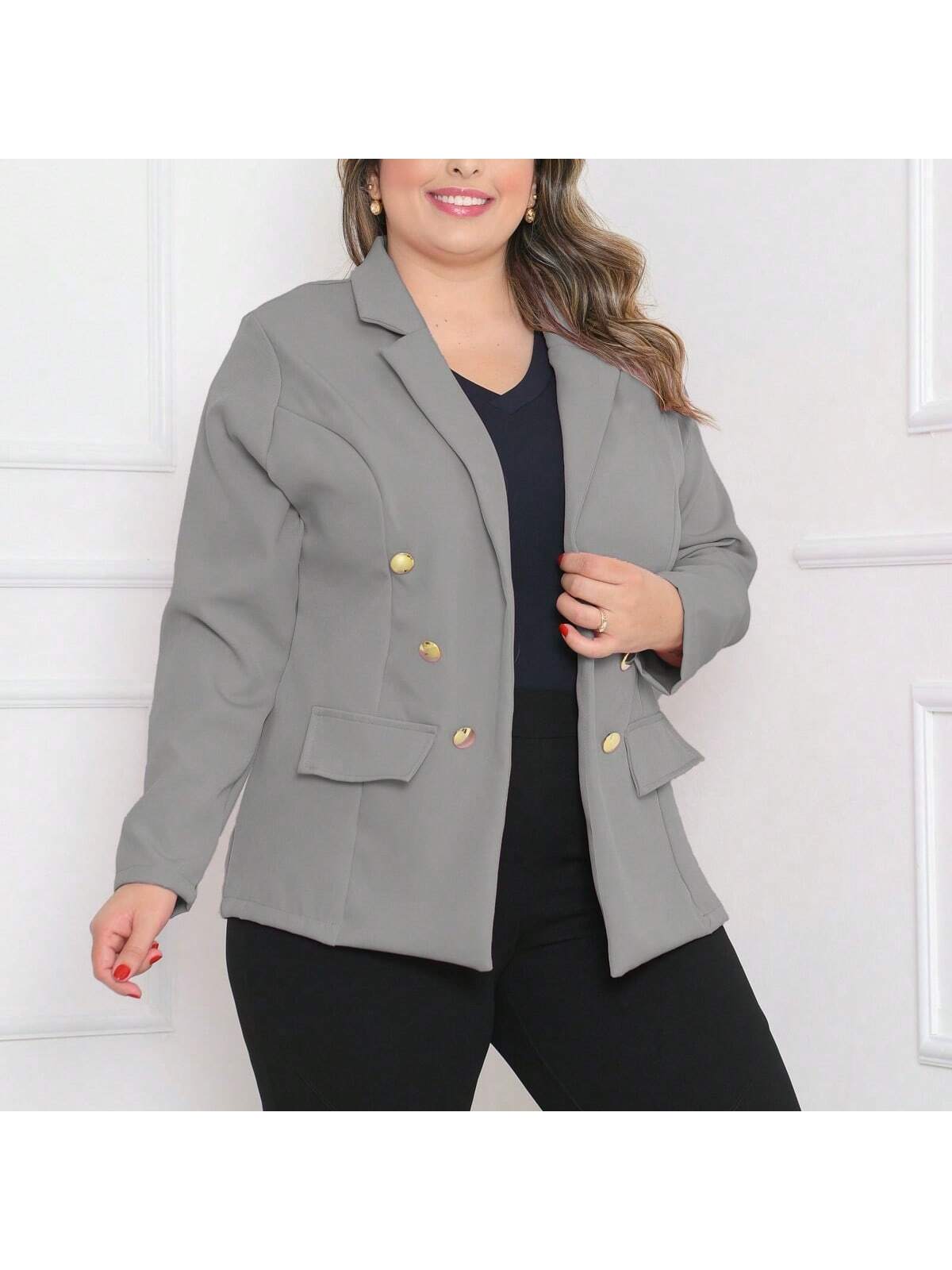 Blazer alfaiataria Plus size com botão Casacos
