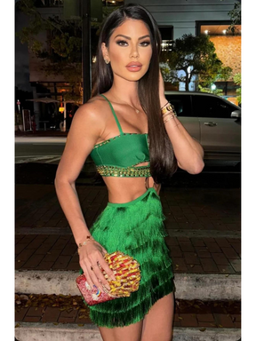 Vestido com Franjas Modern Jade - OASIS