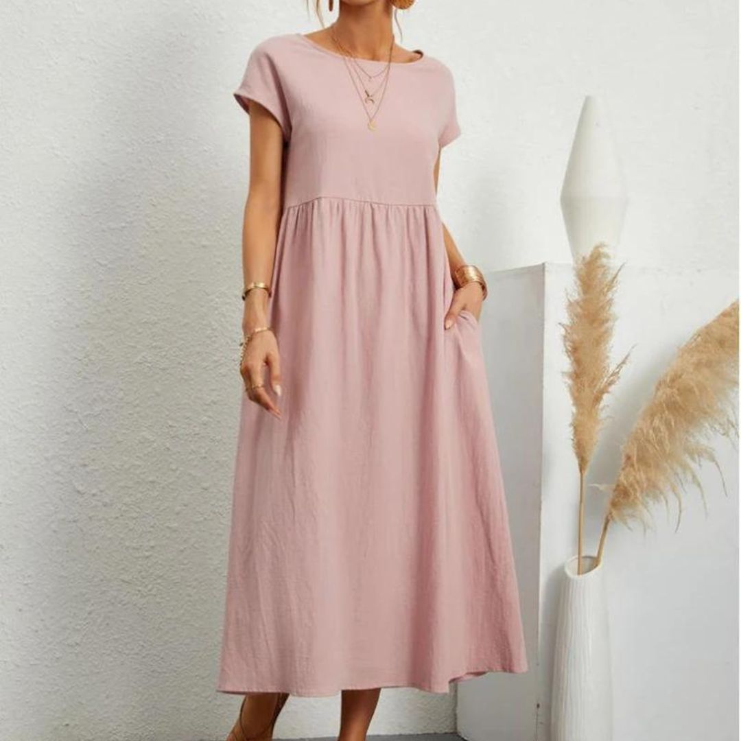 Vestido Longo Casual com Mangas Curtas - Holiday