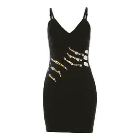 Vestido Curto Cintura Caveira Modern Black