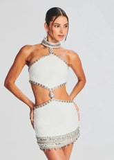 Vestido Curto com Pedrarias Modern Cristal - Alta Elasticidade